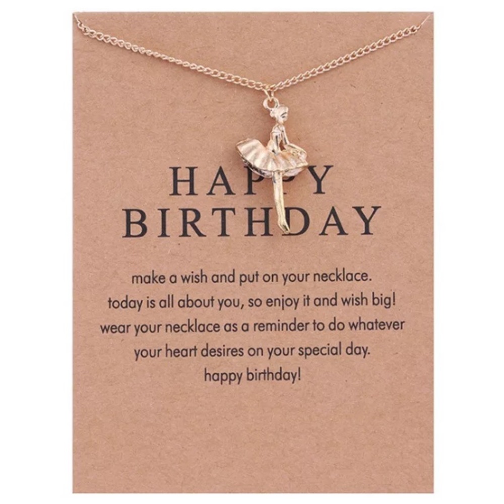 “Sara” Gold Happy Birthday Ballerina necklace